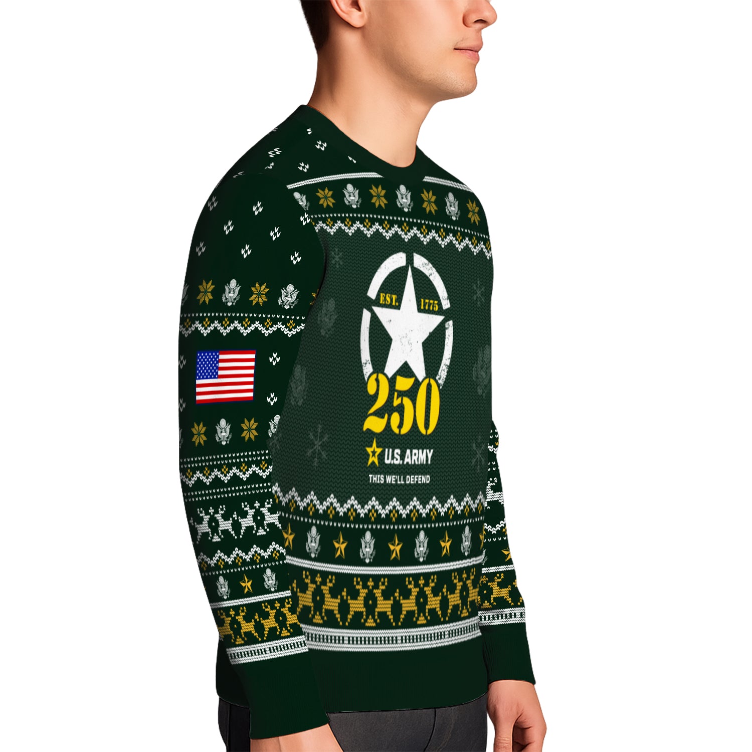 Custom Ranks And Text US Army Ugly Christmas Sweater for Women Men JUST02