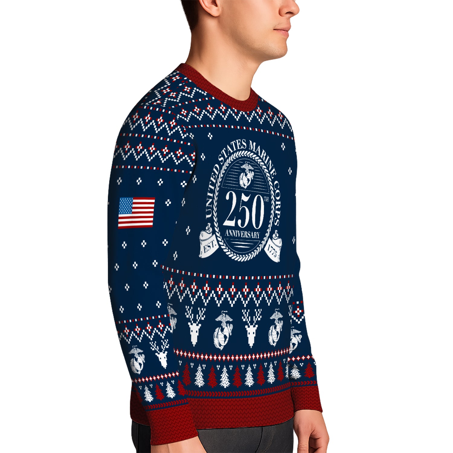 Custom Ranks And Text USMC Ugly Christmas Sweater for Women Men JUST01