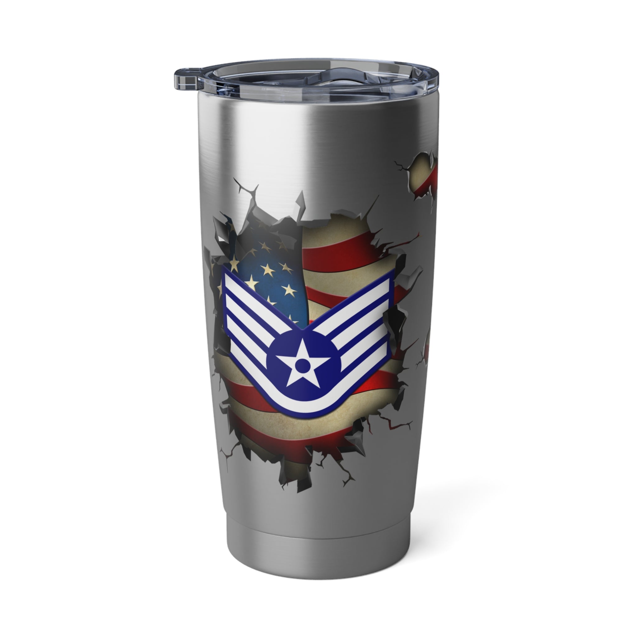 US Air Force E-5 Staff Sergeant SSgt E5 Noncommissioned Officer Ranks AF Rank 3D Break Effect Vagabond 20oz Tumbler