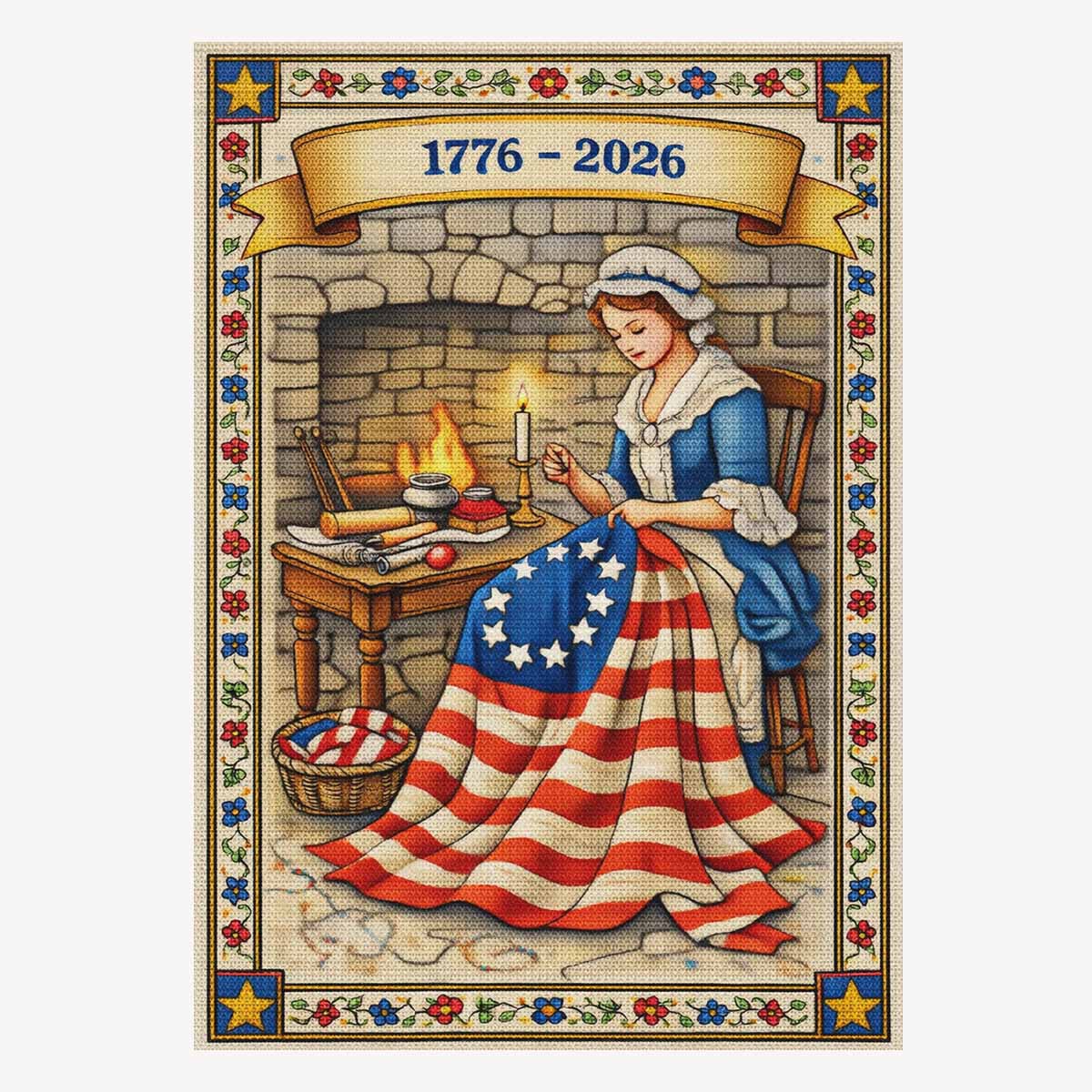 America 250 House Flag Betsy Ross Patriotic Colonial American Flag Outdoor Decor