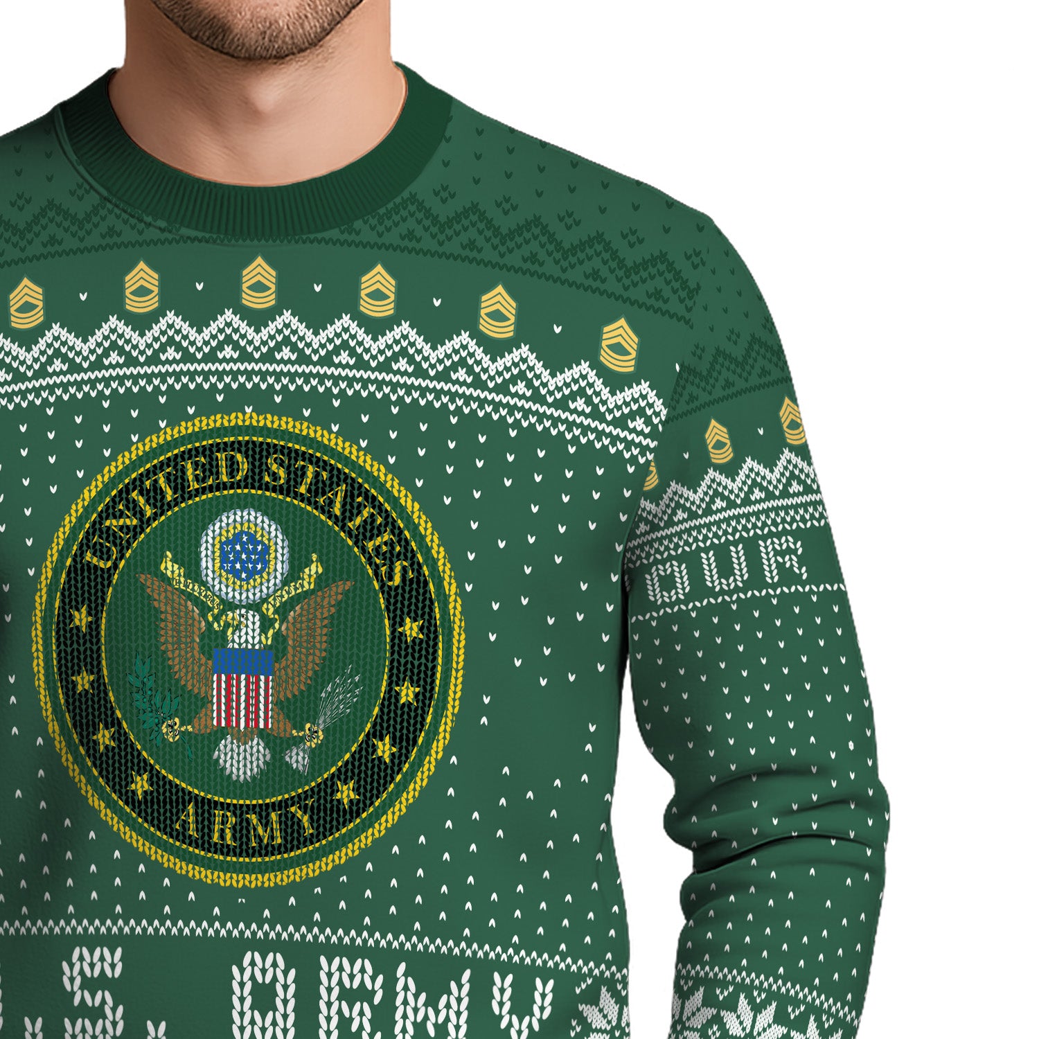 Custom Ranks And Text US Army Ugly Christmas Sweater for Women Men TUST04