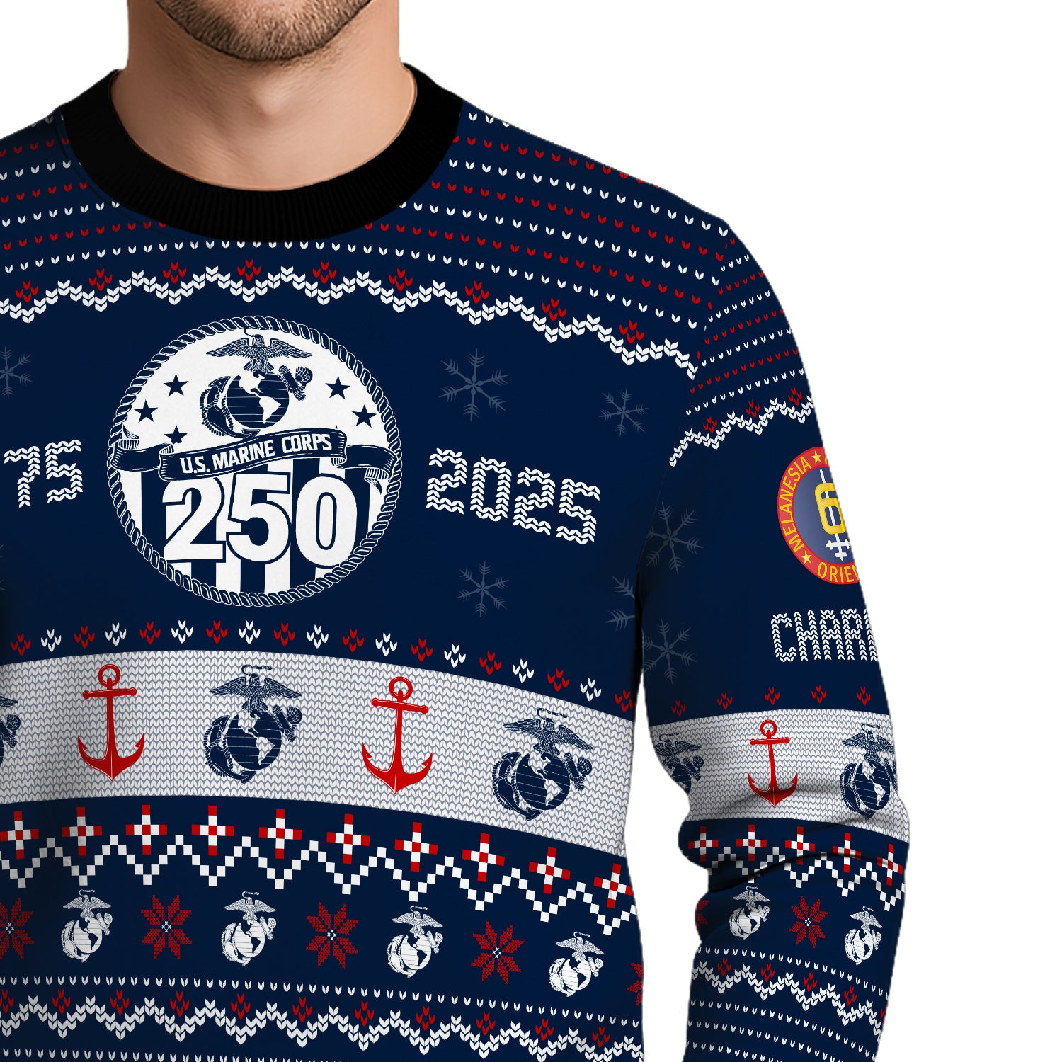 Custom Ranks And Text USMC Ugly Christmas Sweater for Women Men JUST03