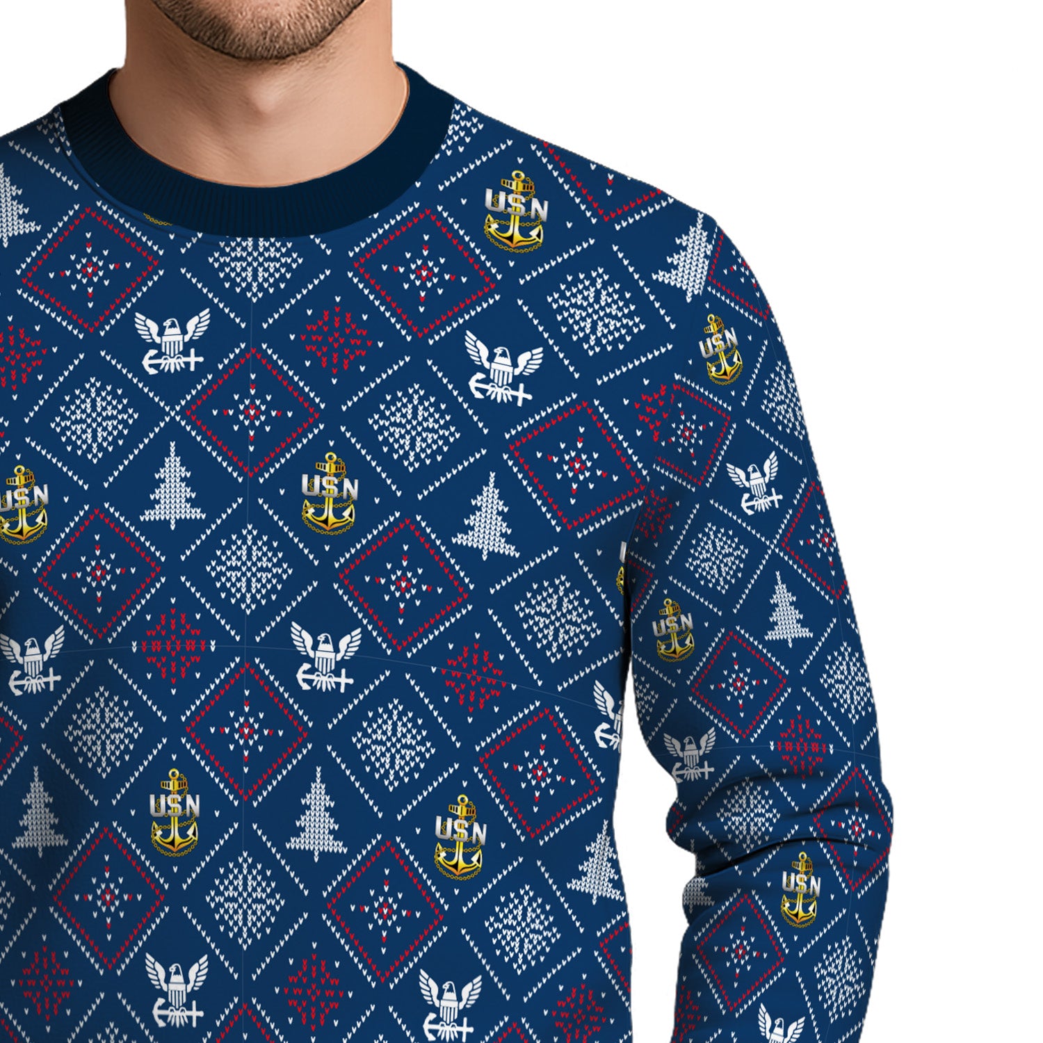 Custom Ranks US Navy Ugly Christmas Sweater for Women Men TUST03