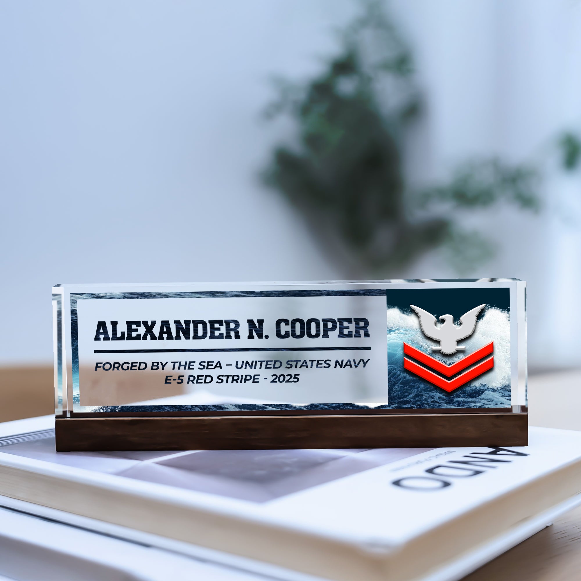 Custom US Navy Desk Plaque – Personalized Service Tribute