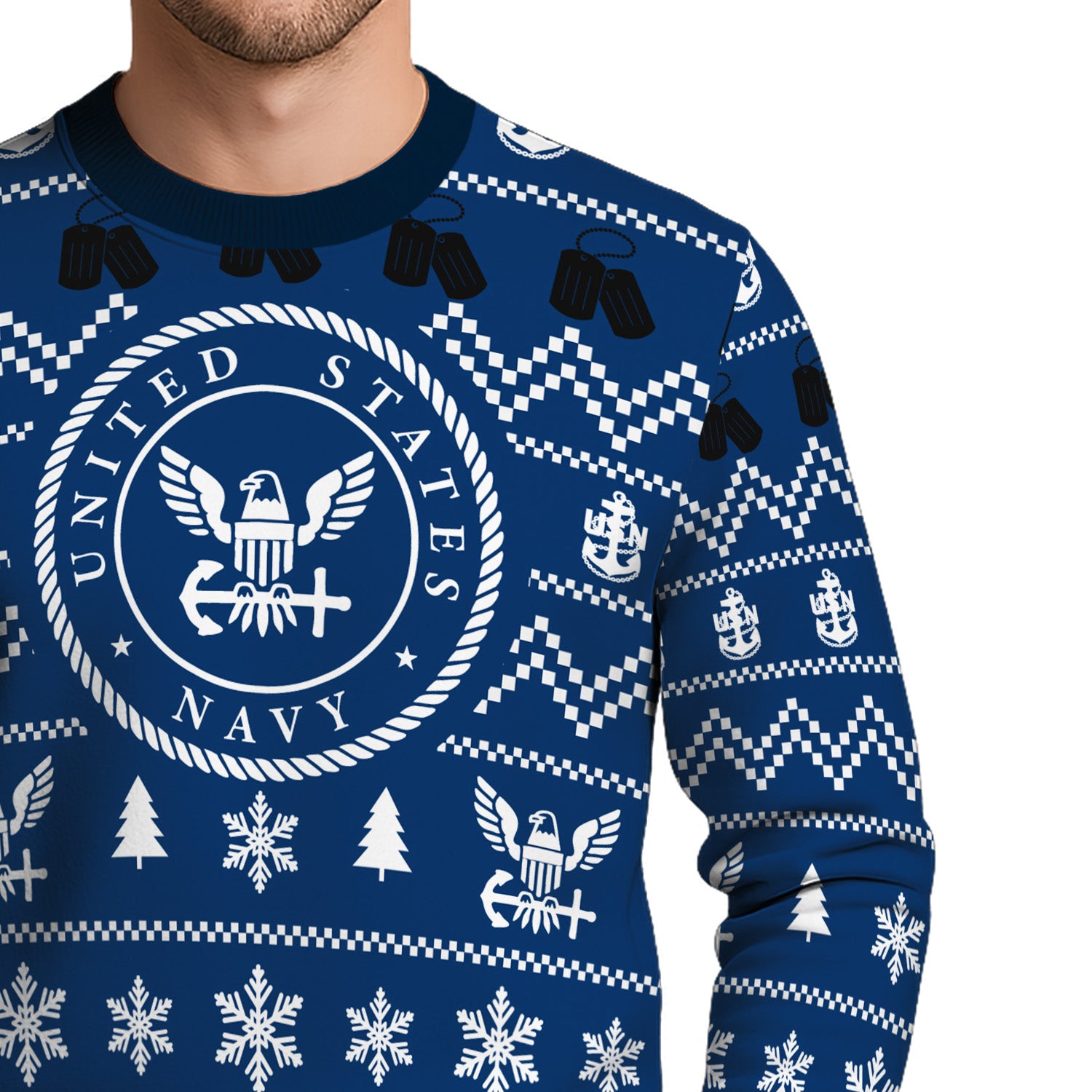 Custom Ranks US Navy Ugly Christmas Sweater for Women Men TUST01