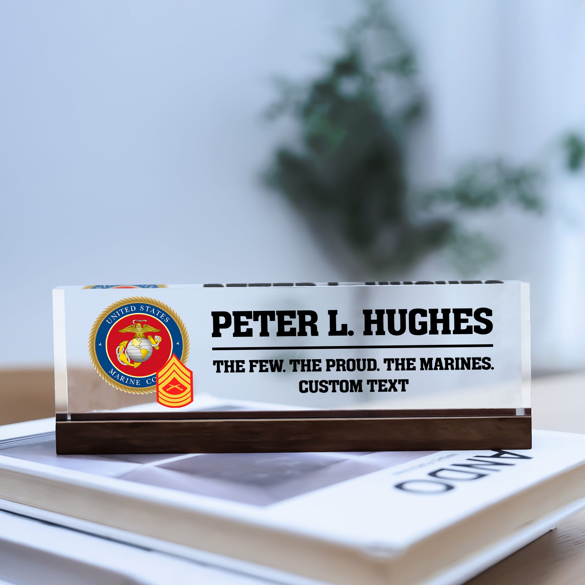 MARlNE Corps Acrylic Plaque – Personalized Name & Rank Gift