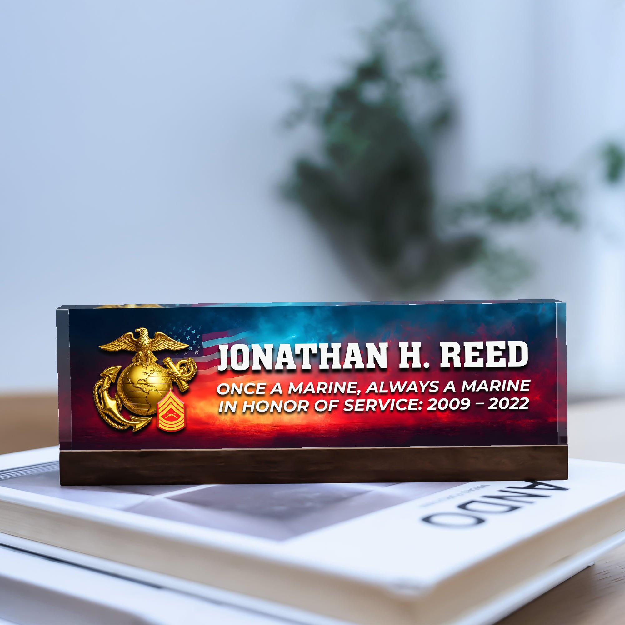 MARlNE COPRS Acrylic Plaque – Personalized Name & Rank