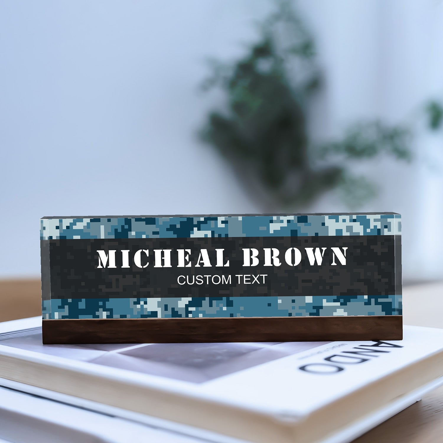 Custom Military Camo Acrylic Plaque – Personalized Service Gift