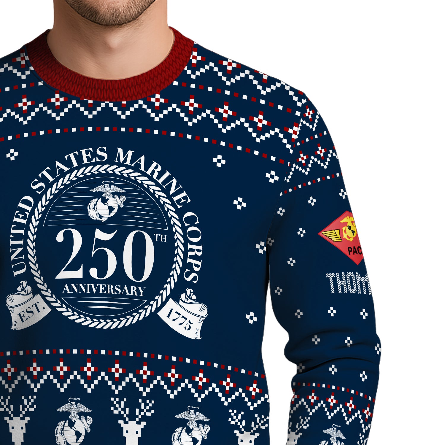 Custom Ranks And Text USMC Ugly Christmas Sweater for Women Men JUST01