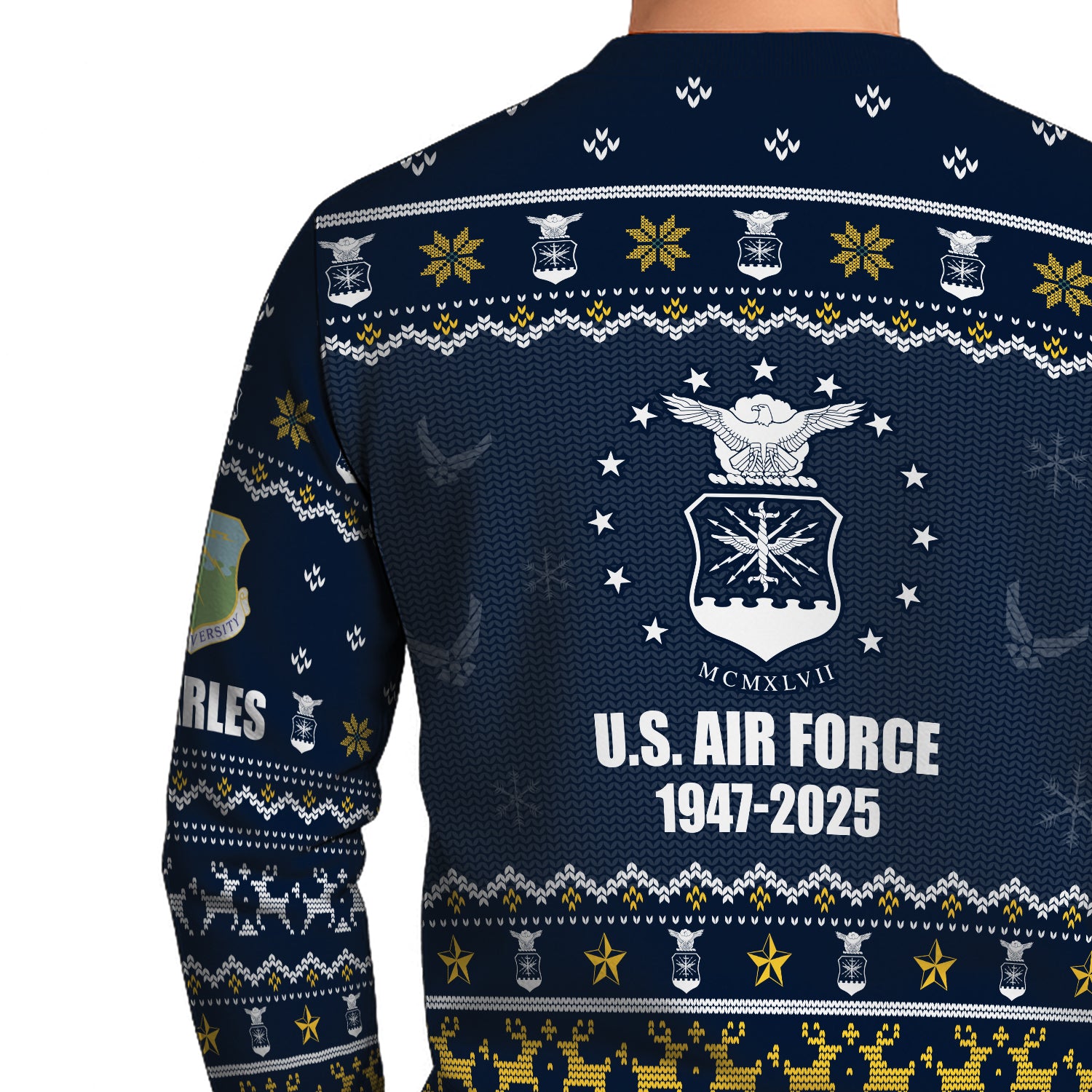 Custom Ranks And Text US Air Force Ugly Christmas Sweater for Women Men JUST02