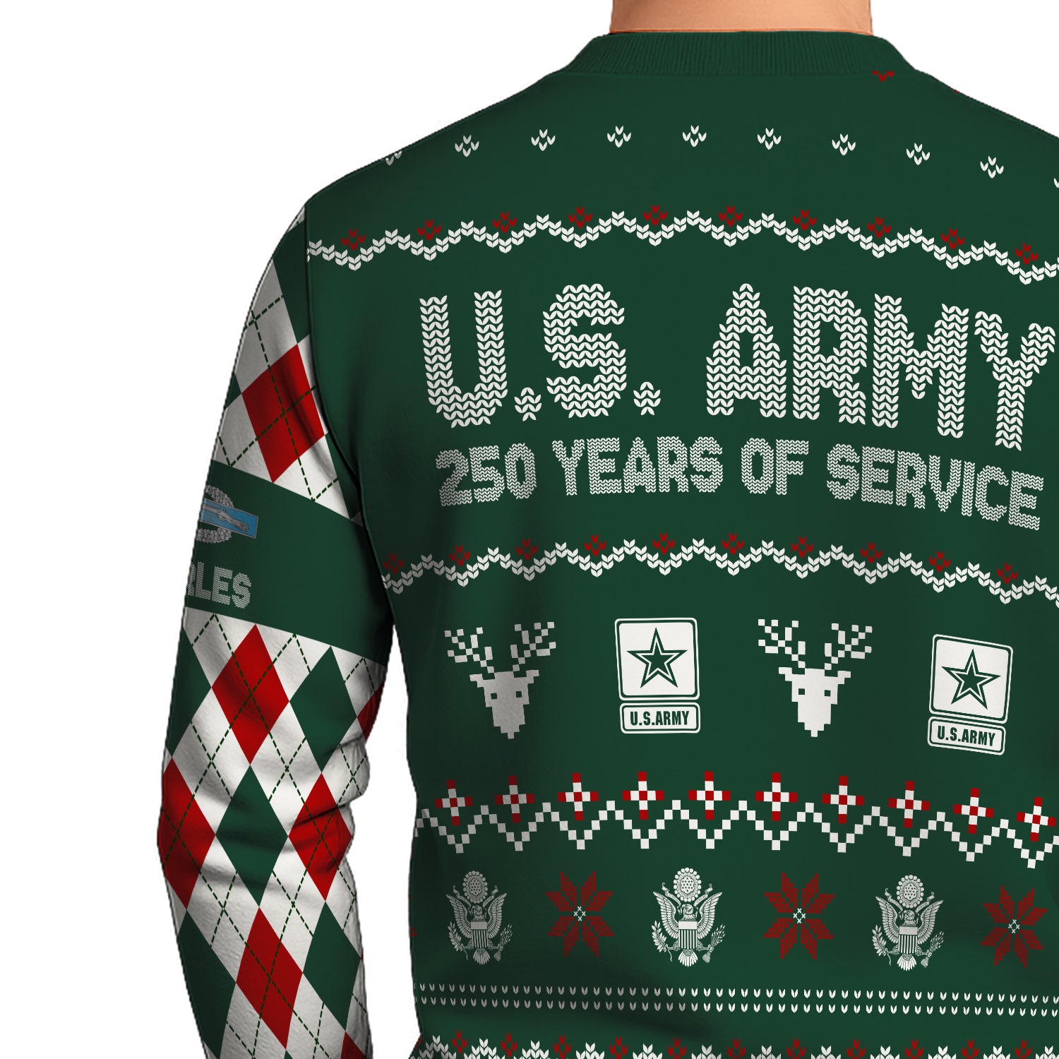 Custom Ranks And Text US Army Ugly Christmas Sweater for Women Men JUST05