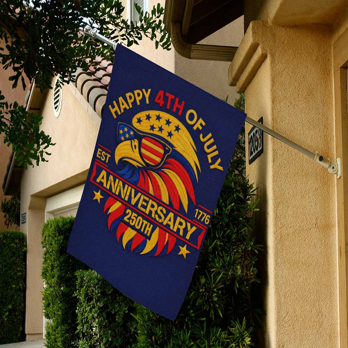 Happy 4th of July 2026 House Flag 250th Anniversary Celebration
