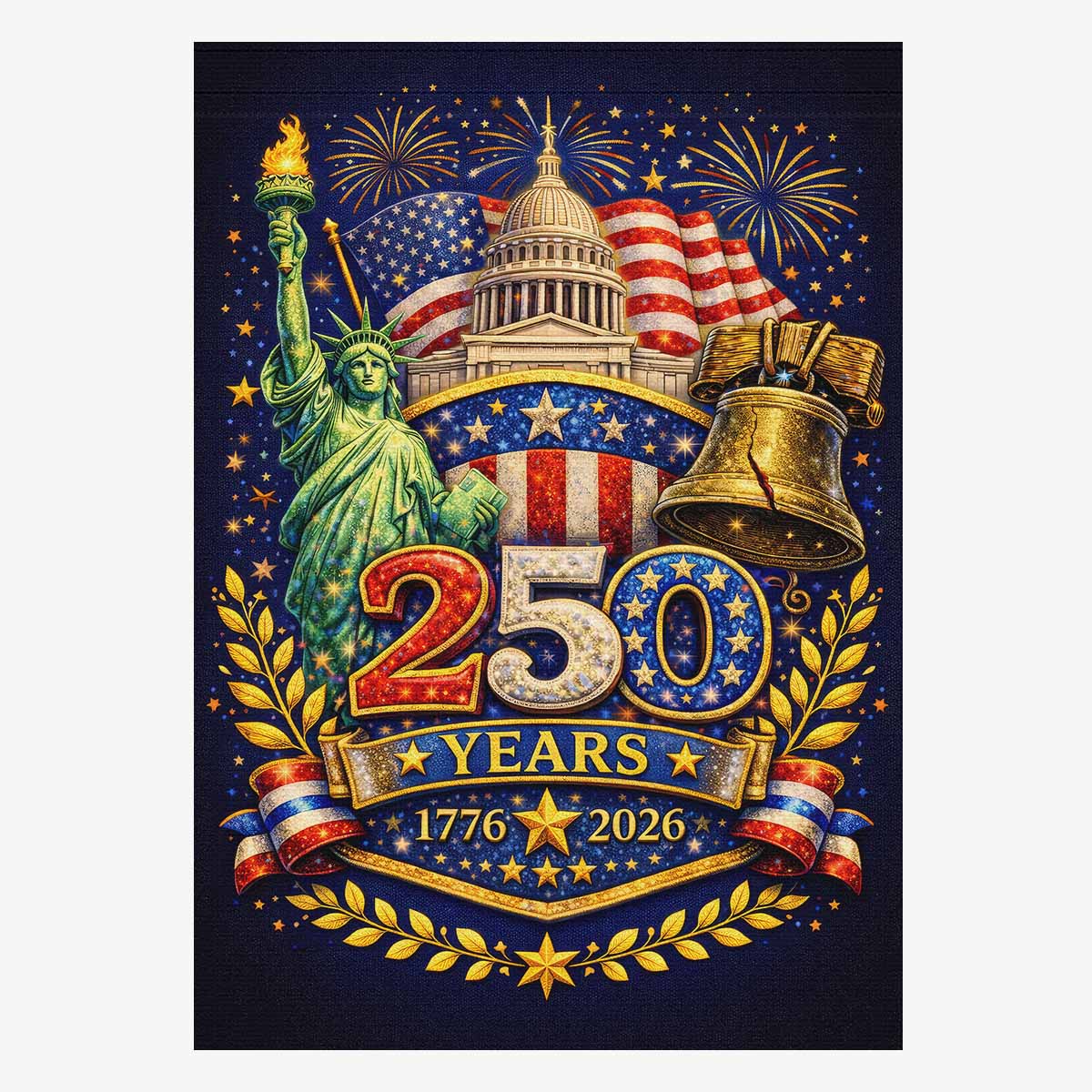 Patriotic USA House Flag America 250 Landmarks 250 Years Outdoor Flag