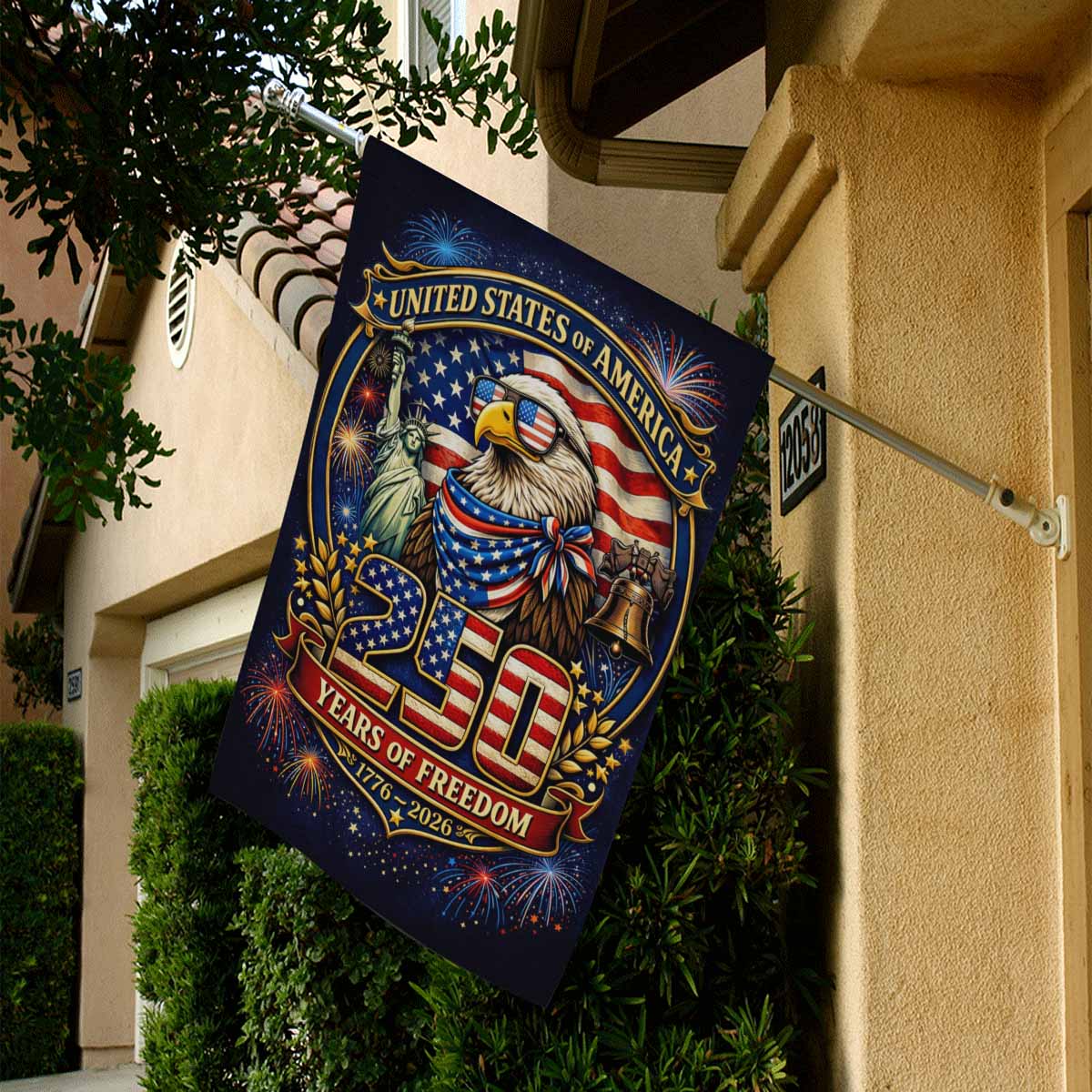 America 250 House Flag Patriotic Eagle 1776-2026 250 Years of Freedom USA Outdoor Flag