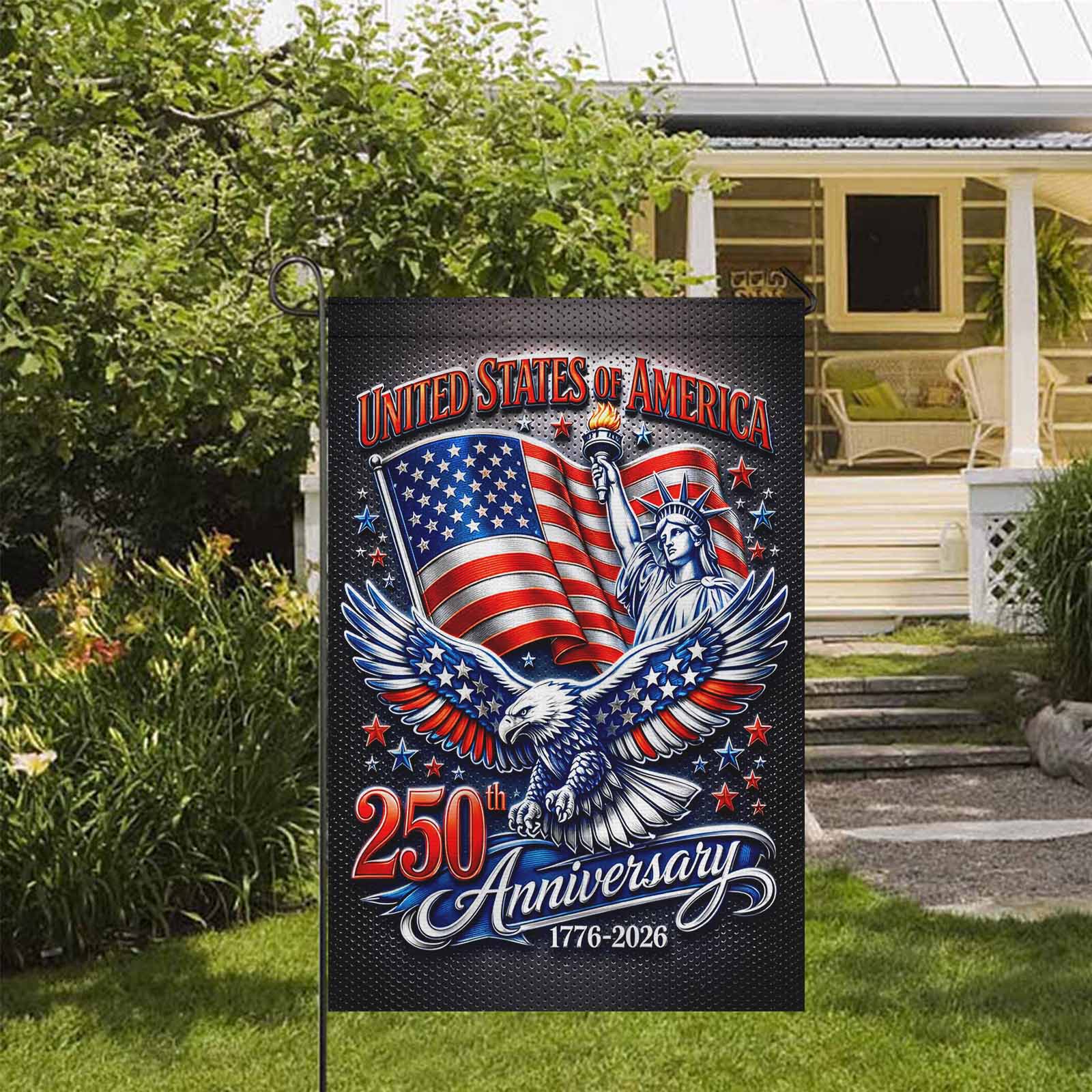 USA 250th Anniversary Patriotic Garden Flag Eagle Liberty American Flag