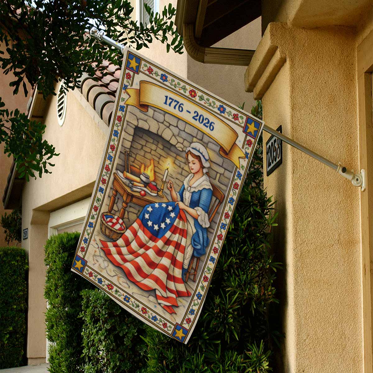 America 250 House Flag Betsy Ross Patriotic Colonial American Flag Outdoor Decor