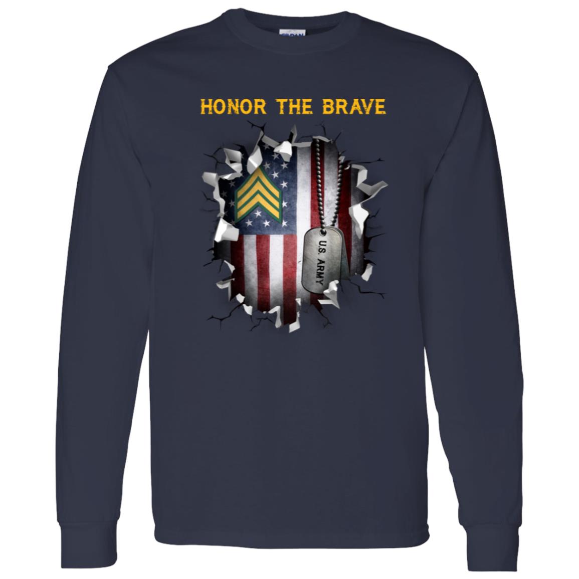 US Army E-5 Sergeant E5 SGT Noncommissioned Officer - Honor The Brave Front Shirt