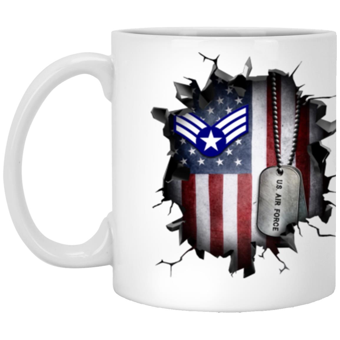 US Air Force E-4 Buck Sergeant 3D Break Effect Coffee Mug 11oz - 15oz White Mug