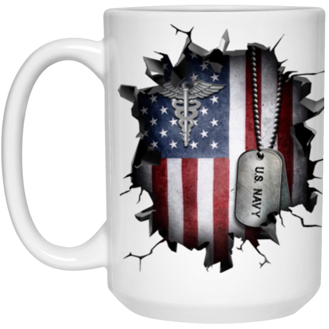 US Navy Hospital Corpsman Navy HM 3D Break Effect 11oz - 15oz White Mug