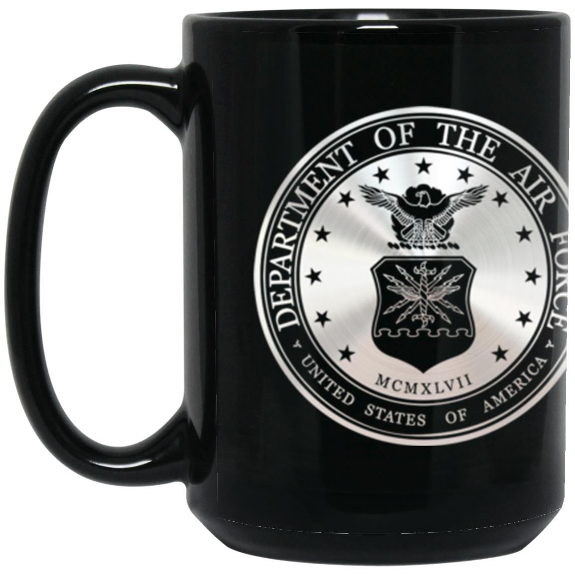 US Air Force O-3 Captain Capt Metallic Silver Effect 11oz - 15oz Black Mug