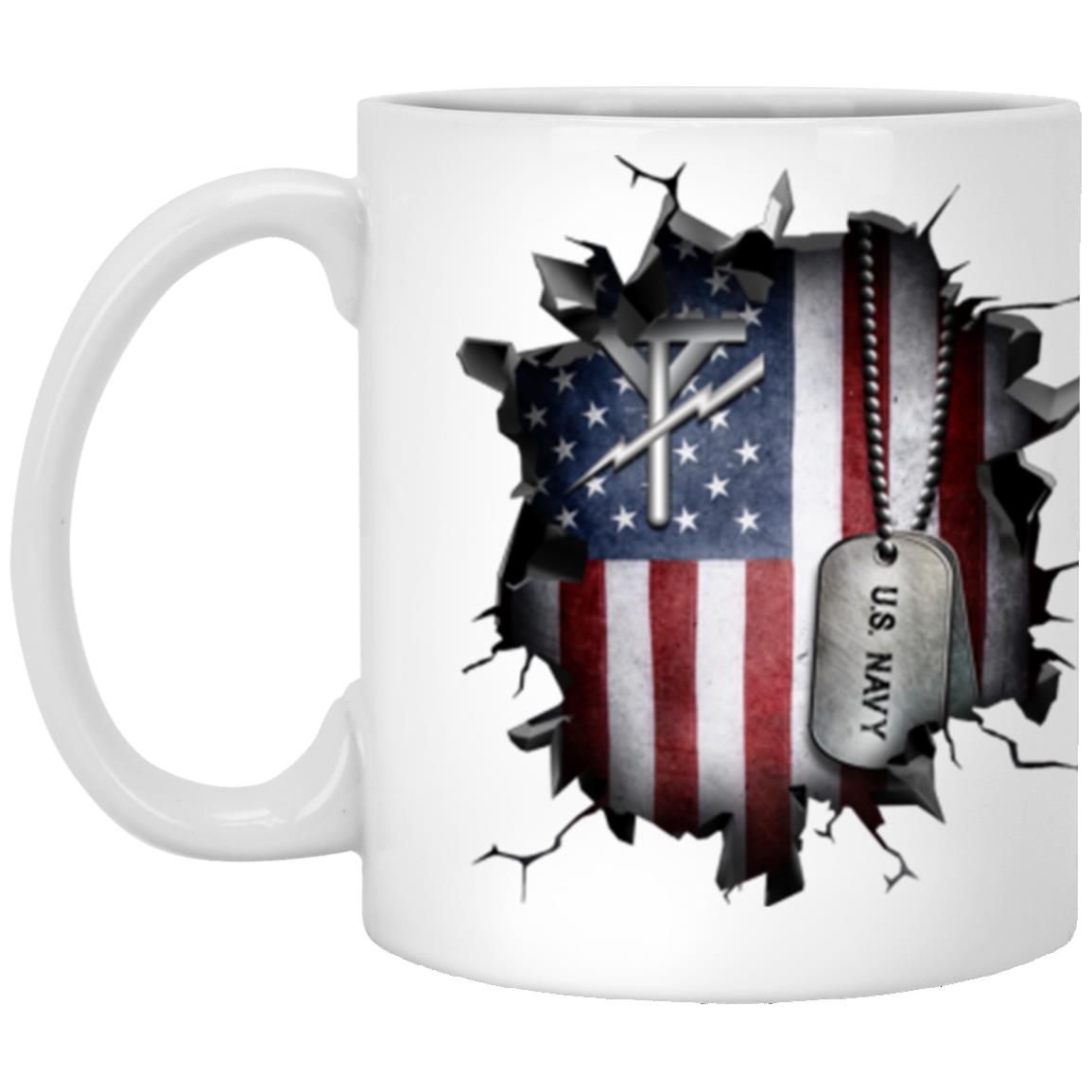 US Navy Construction Electrician Navy CE 3D Break Effect 11oz - 15oz White Mug