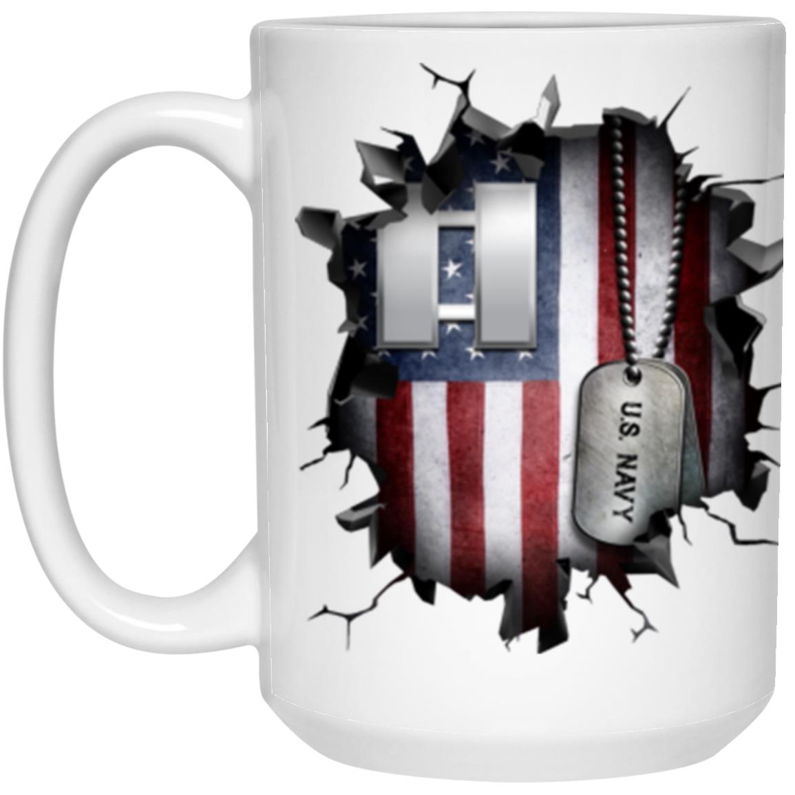 US Navy O-3 Lieutenant O3 LT Junior Officer  3D Break Effect Coffee Mug 11oz - 15oz White Mug