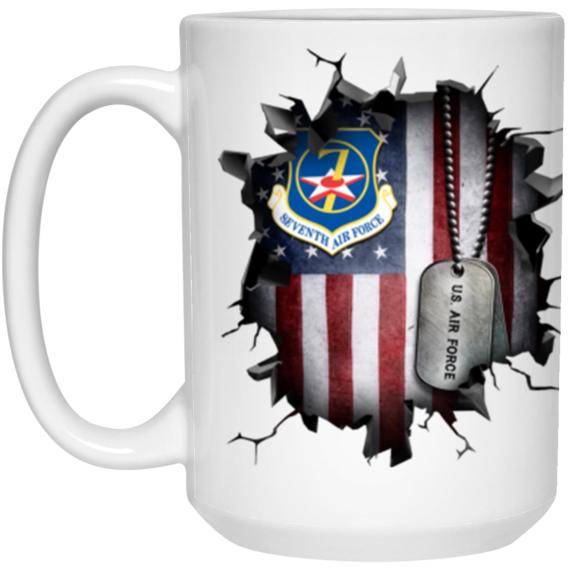 US Air Force Seventh Air Force 3D Break Effect Coffee Mug 11oz - 15oz White Mug