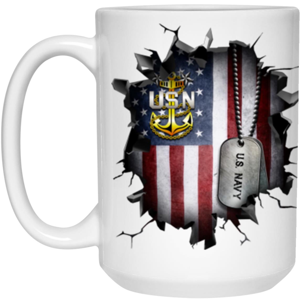 US Navy E-9 Master Chief Petty Officer E9 MCPO Senior Noncommissioned Officer Collar Device 3D Break Effect Coffee Mug 11oz - 15oz White Mug