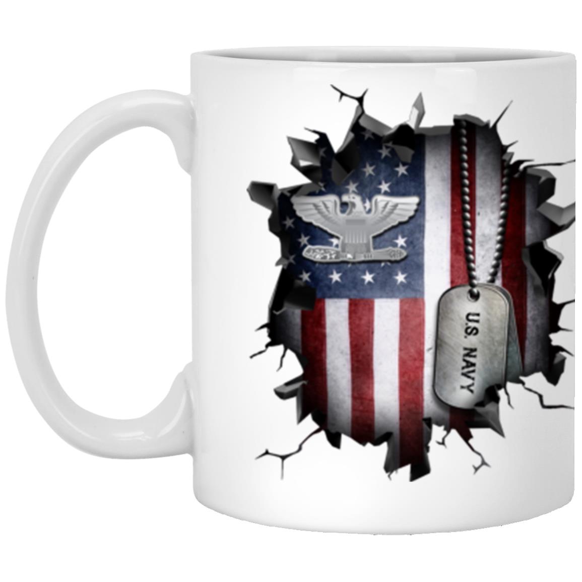 US Navy O-6 Captain O6 CAPT Senior Officer  3D Break Effect Coffee Mug 11oz - 15oz White Mug