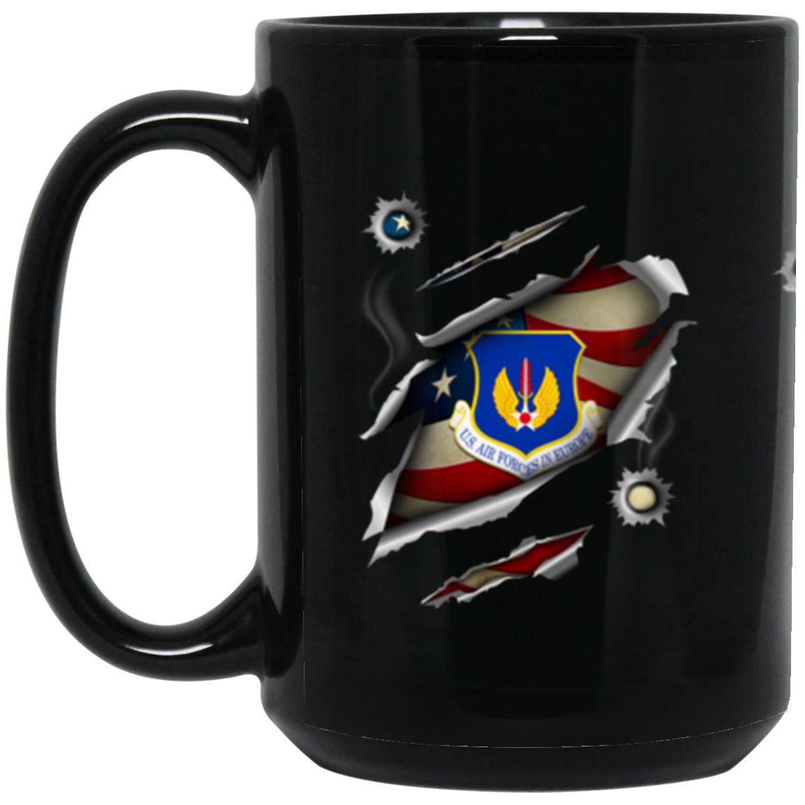 United States Air Forces in Europe 3D Bullet Holes Effect 11oz - 15oz Black Mug