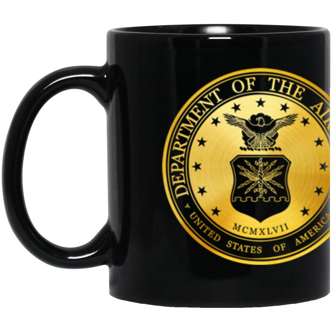 US Air Force E-6 Technical Sergeant TSgt Metallic Gold Effect 11oz - 15oz Black Mug