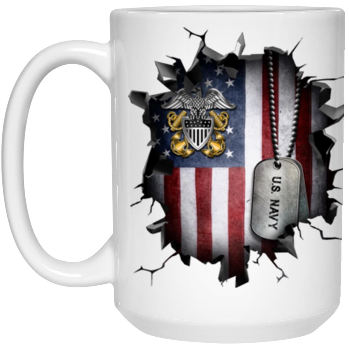 US Navy Officer Cap Device 3D Break Effect Coffee Mug 11oz - 15oz White Mug