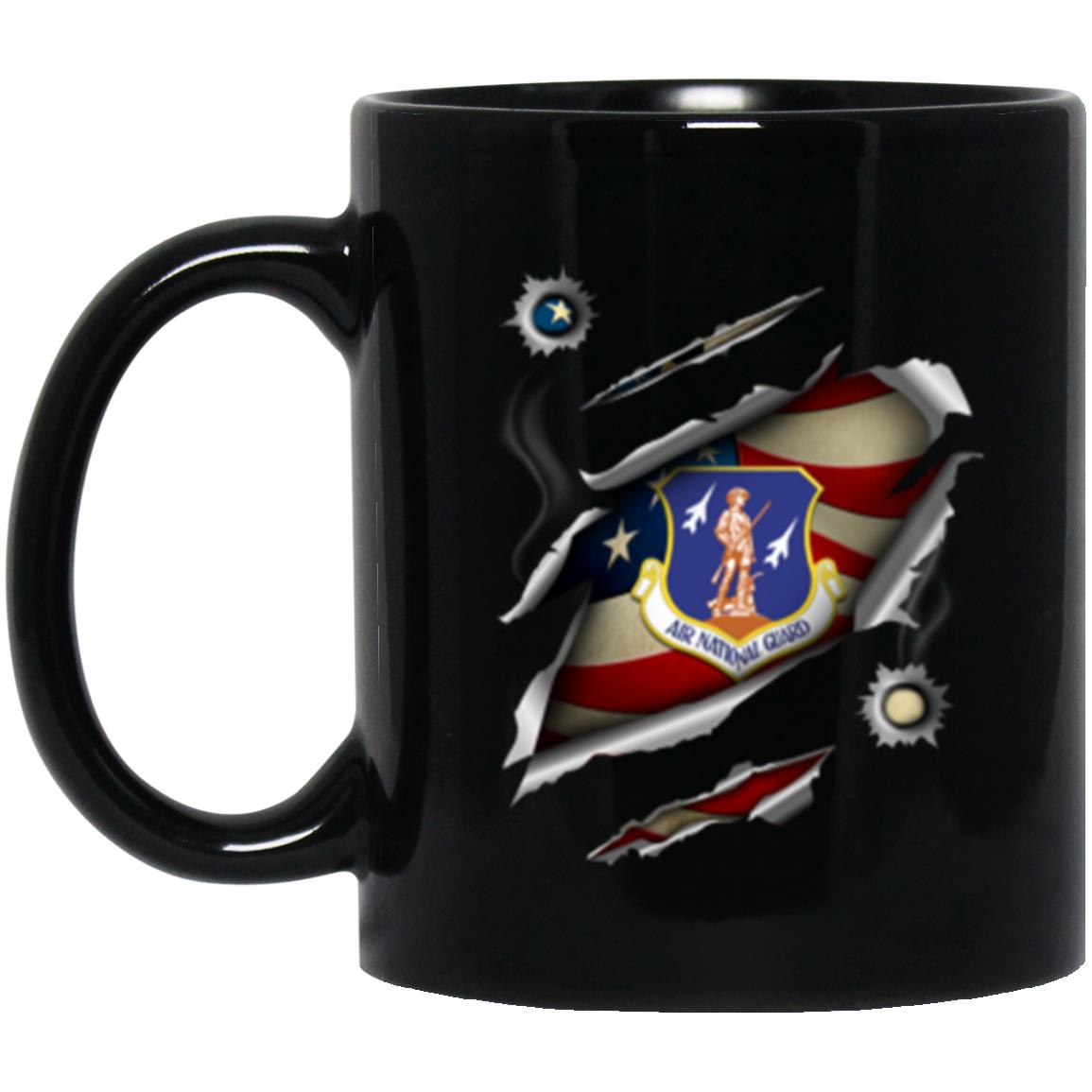 US Air Force Air National Guard 3D Bullet Holes Effect 11oz - 15oz Black Mug