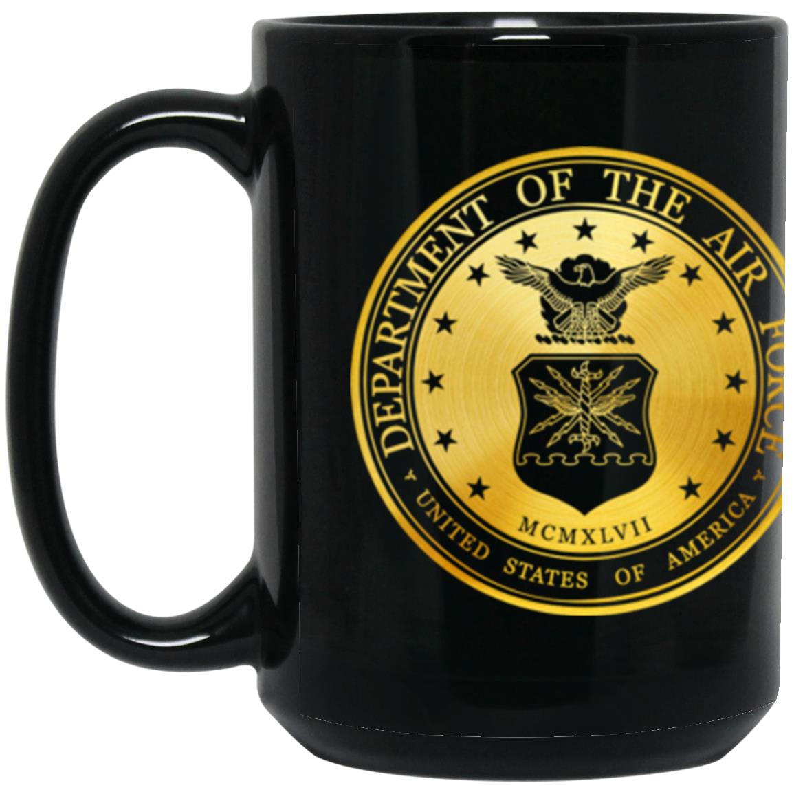 US Air Force E-9 Chief Master Sergeant CMSgt Metallic Gold Effect 11oz - 15oz Black Mug