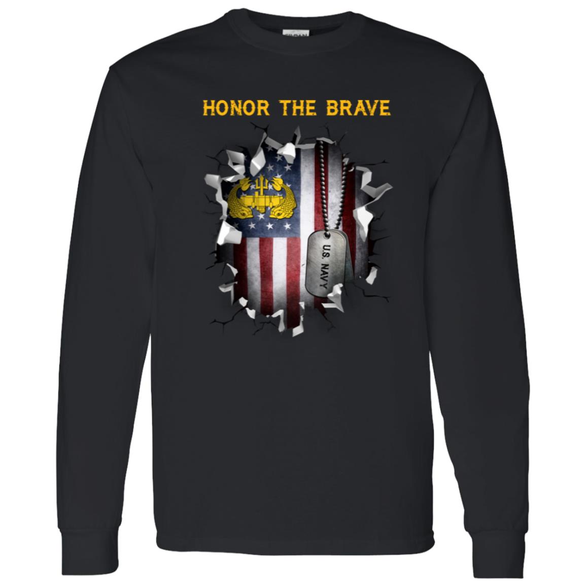 US Navy Deep Submergence Officer Badge - Honor The Brave Front Shirt