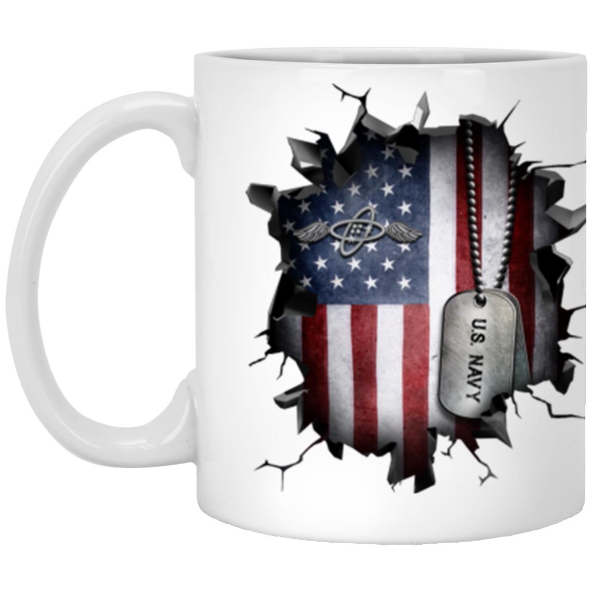 US Navy Aviation Electronics Technician Navy AT 3D Break Effect 11oz - 15oz White Mug