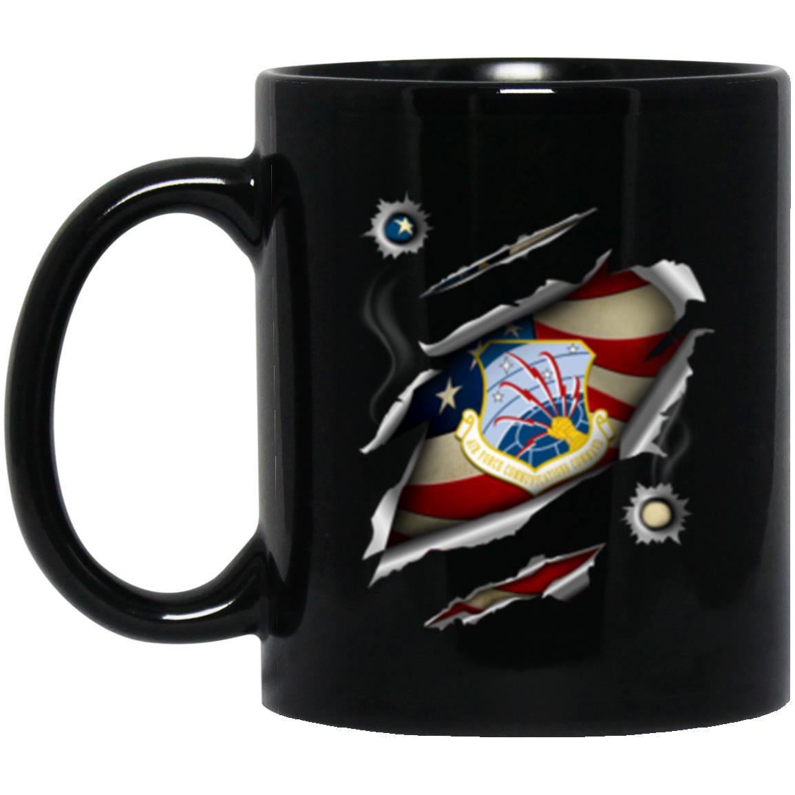 US Air Force Communications Command 3D Bullet Holes Effect 11oz - 15oz Black Mug