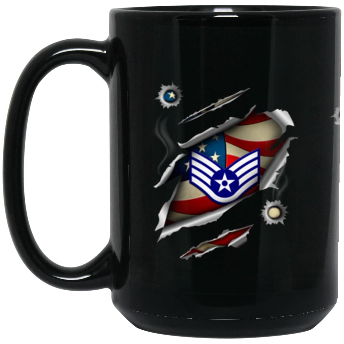 US Air Force E-5 Staff Sergeant SSgt E5 Noncommissioned Officer Ranks AF Rank 11oz - 15oz Black Mug