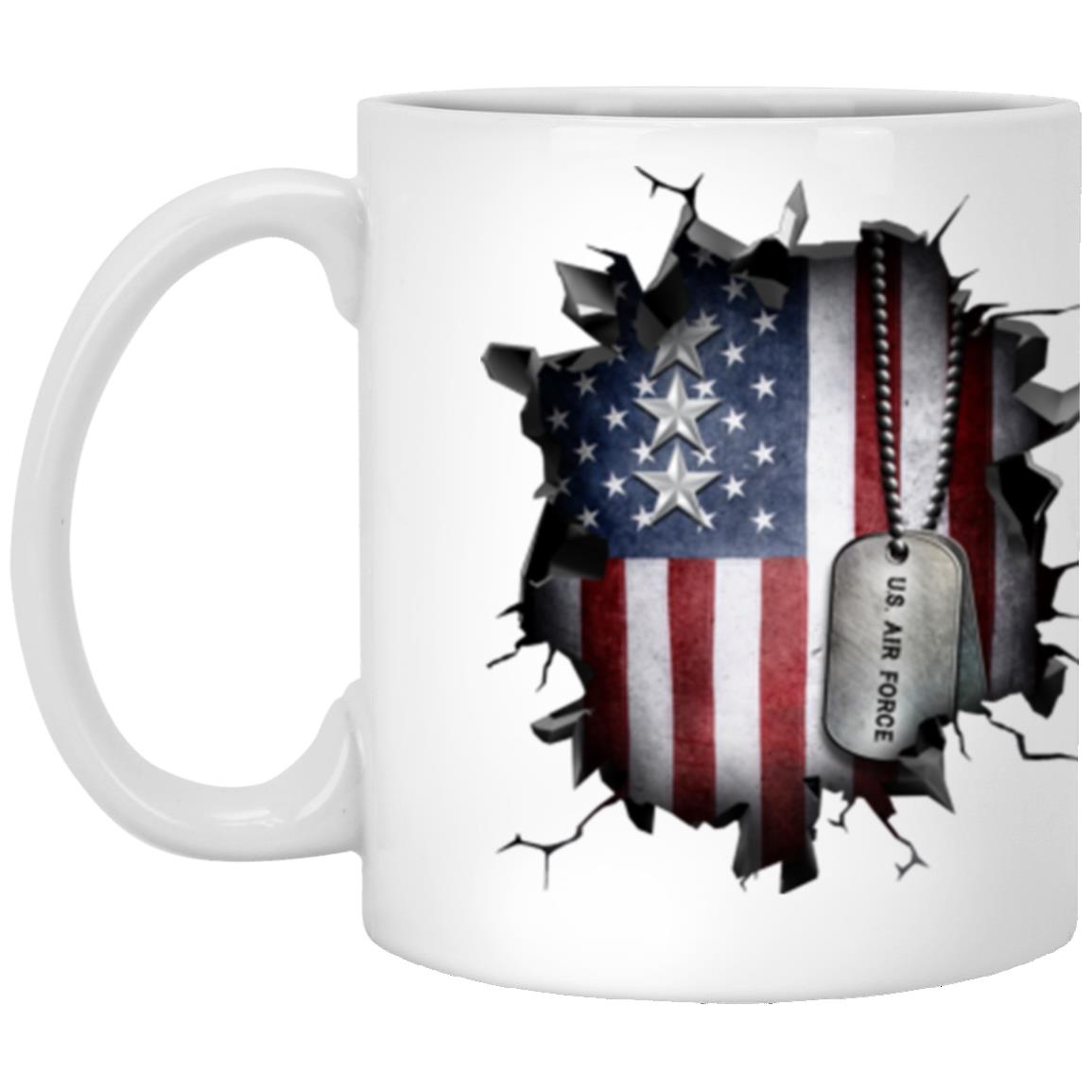 US Air Force O-9 Lieutenant General Lt Ge O9 General Officer Ranks 3D Break Effect Coffee Mug 11oz - 15oz White Mug