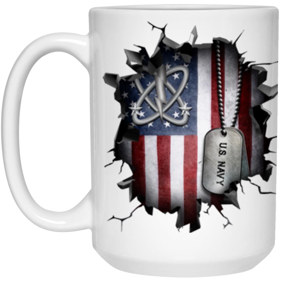 US Navy Electronics Warfare Technician Navy EW 3D Break Effect 11oz - 15oz White Mug