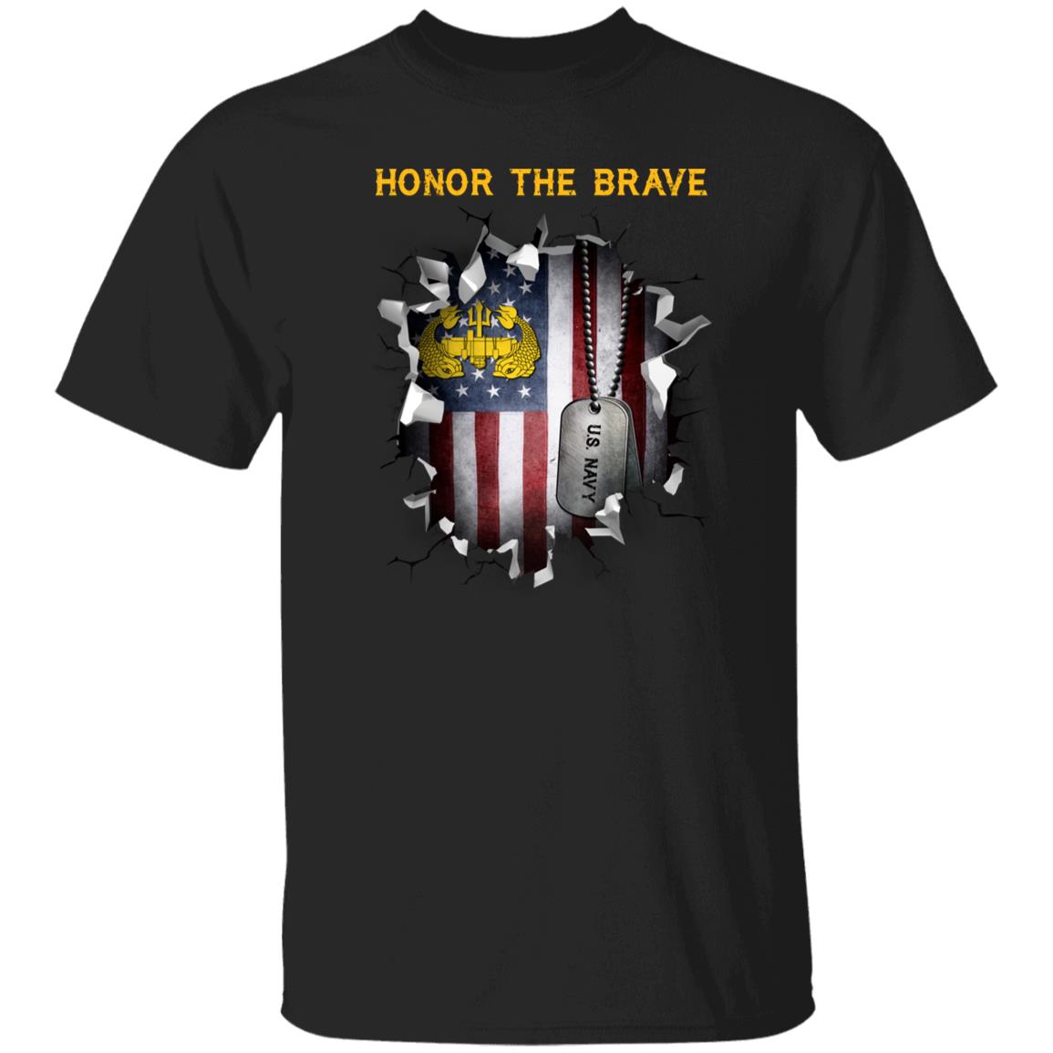 US Navy Deep Submergence Officer Badge - Honor The Brave Front Shirt