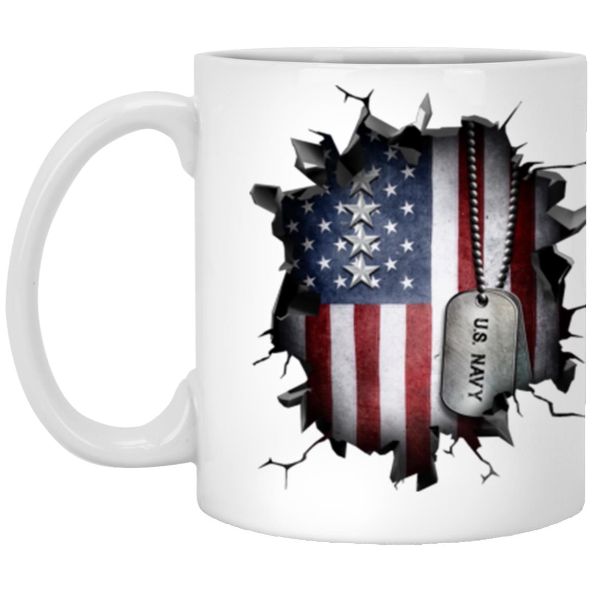 US Navy O-10 Admiral O10 ADM Flag Officer 3D Break Effect Coffee Mug 11oz - 15oz White Mug