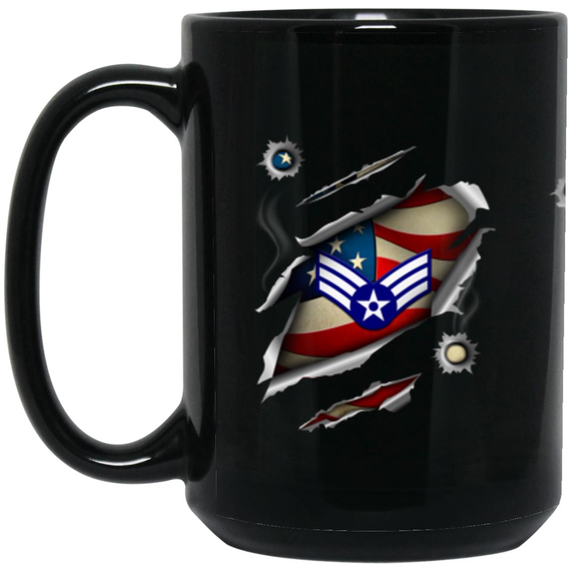 US Air Force E-4 Senior Airman SrA E4 Enlisted Airman Ranks AF Rank 11oz - 15oz Black Mug