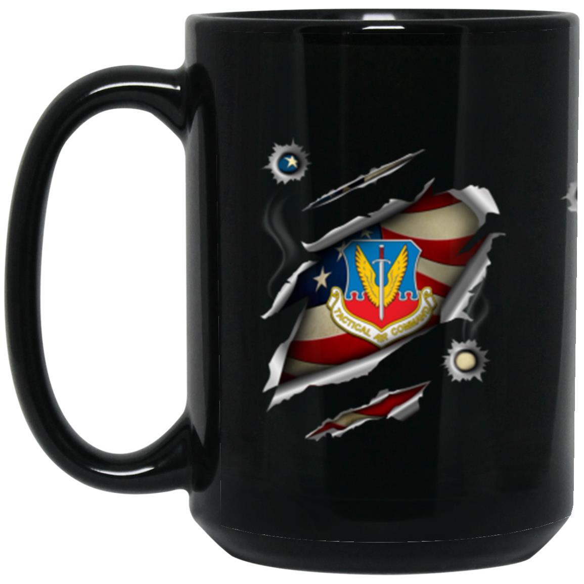 US Air Force Tactical Air Command 3D Bullet Holes Effect 11oz - 15oz Black Mug