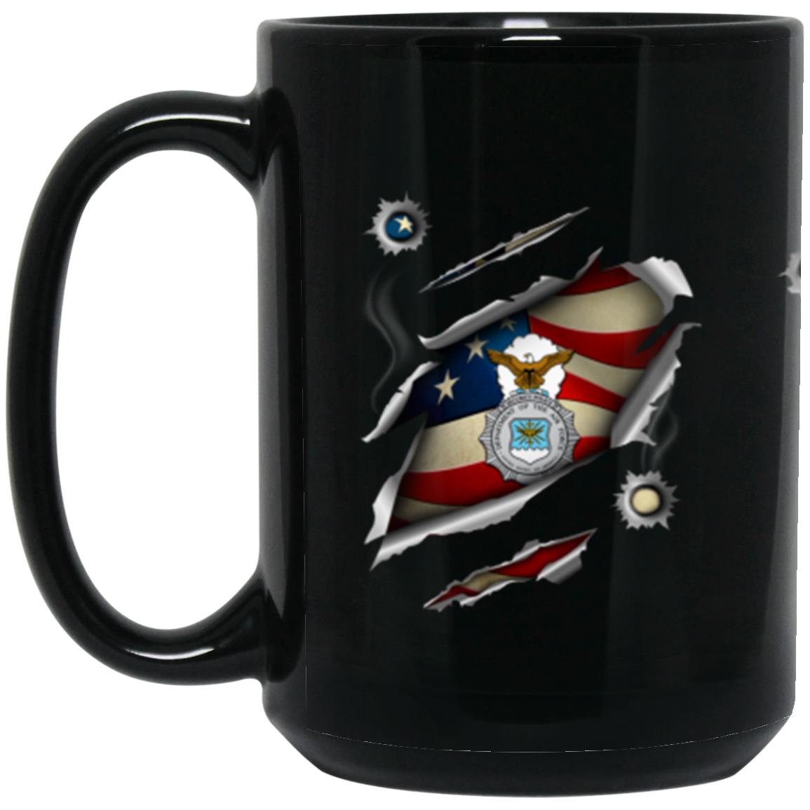 US Air Force Security Police 3D Bullet Holes Effect 11oz - 15oz Black Mug