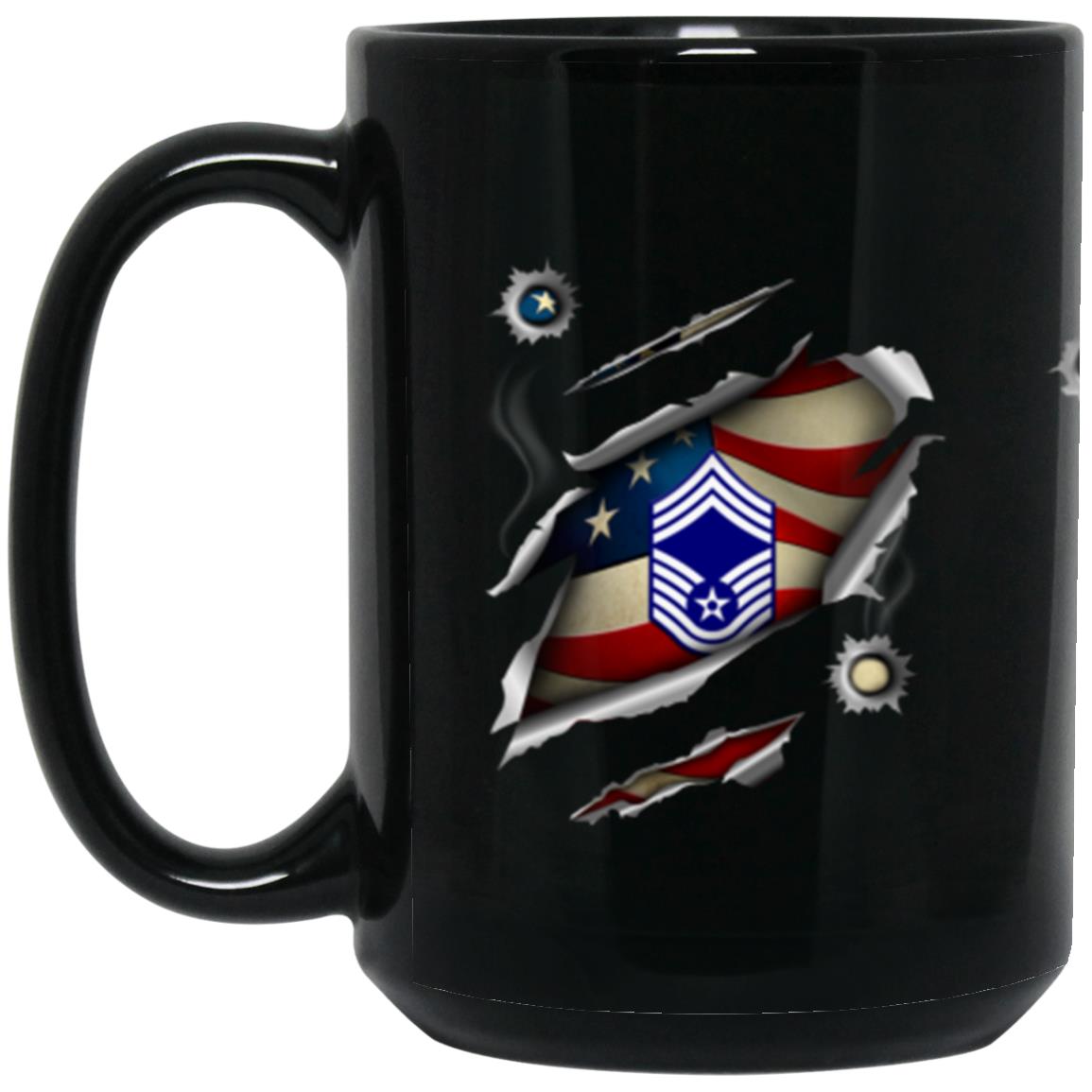 US Air Force E-9 Chief Master Sergeant CMSgt E9 Noncommissioned Officer AF Ranks 11oz - 15oz Black Mug