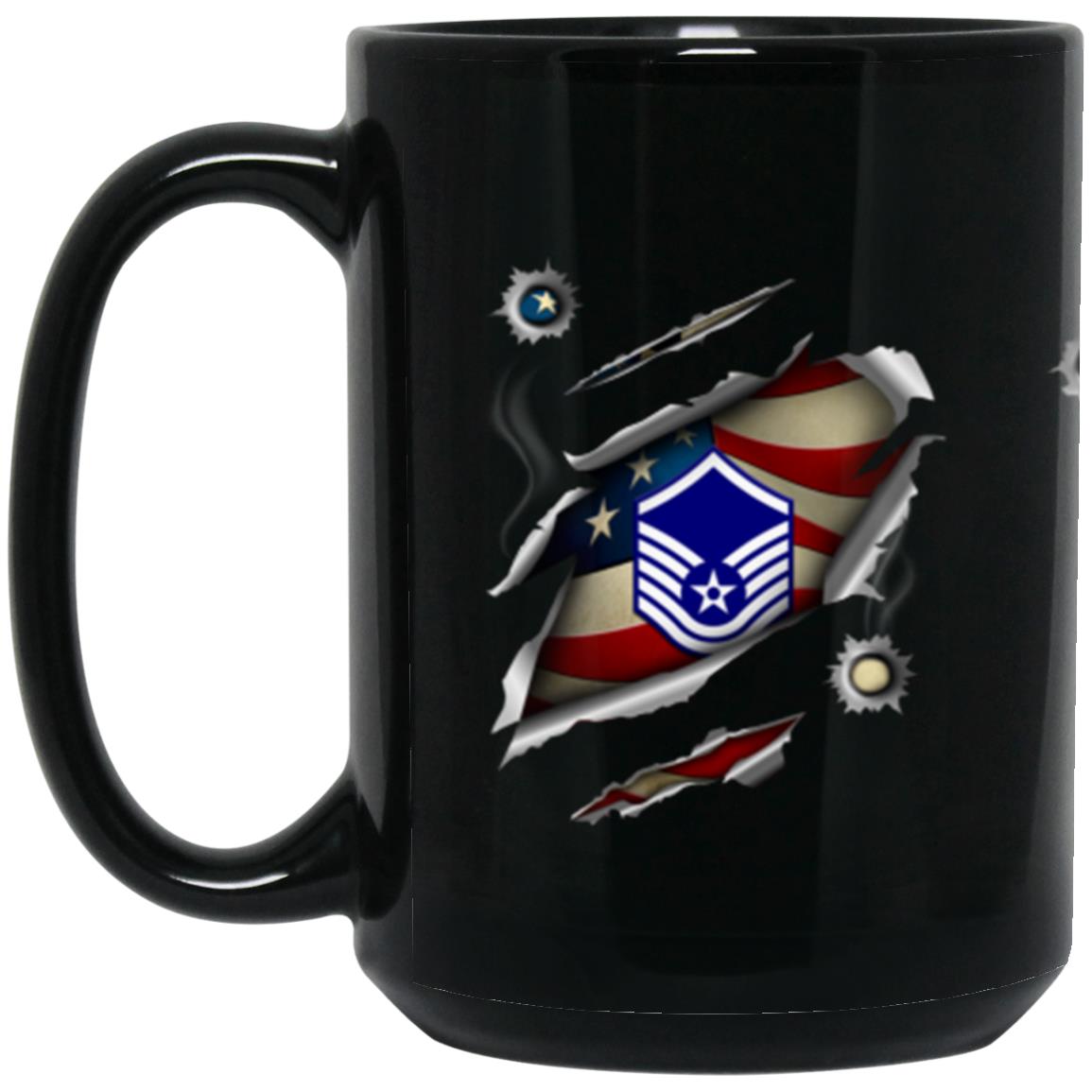 US Air Force E-7 Master Sergeant MSgt E7 Noncommissioned Officer Ranks AF Rank 11oz - 15oz Black Mug