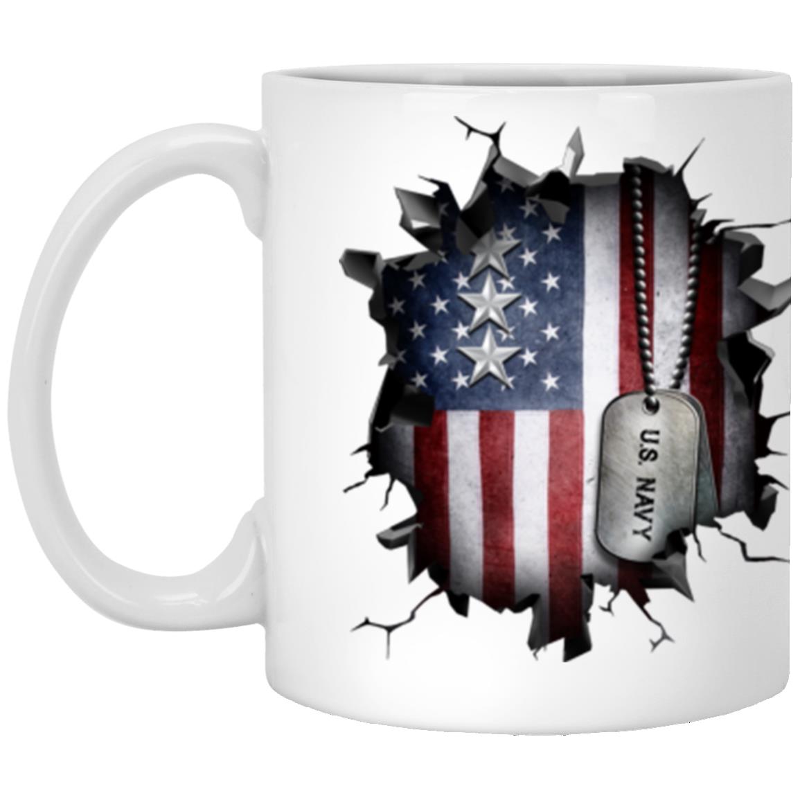 US Navy O-9 Vice Admiral O9 VADM Flag Officer 3D Break Effect Coffee Mug 11oz - 15oz White Mug