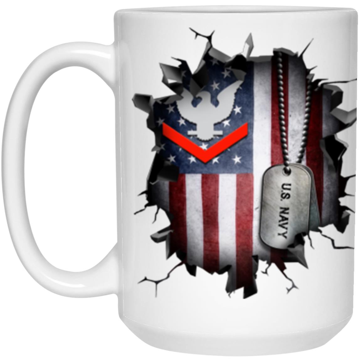 US Navy E-4 Petty Officer Third Class E4 PO3 Collar Device 3D Break Effect Coffee Mug 11oz - 15oz White Mug