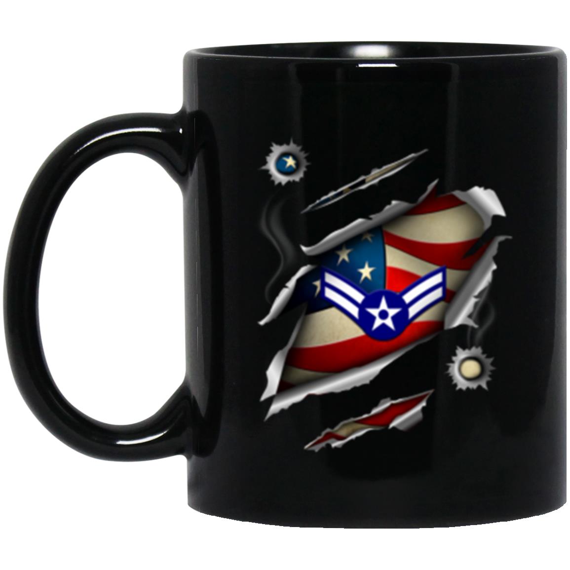 US Air Force E-3 Airman First Class A1C E3 Ranks Enlisted Airman AF Rank 11oz - 15oz Black Mug